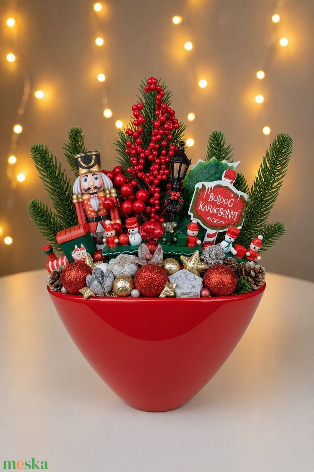 Karácsonyi asztaldísz fa vonatos - karácsony - adventi díszek - adventi asztaldísz - Meska.hu