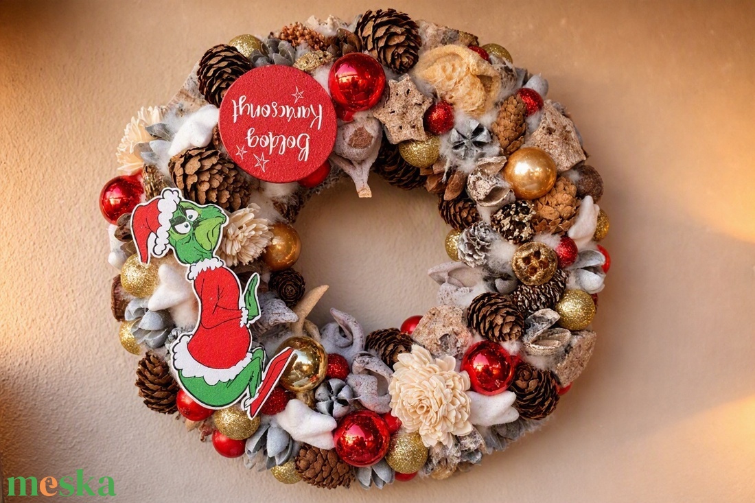 Karácsonyi ajtódísz Grincs - karácsony - adventi díszek - adventi ajtódísz - Meska.hu