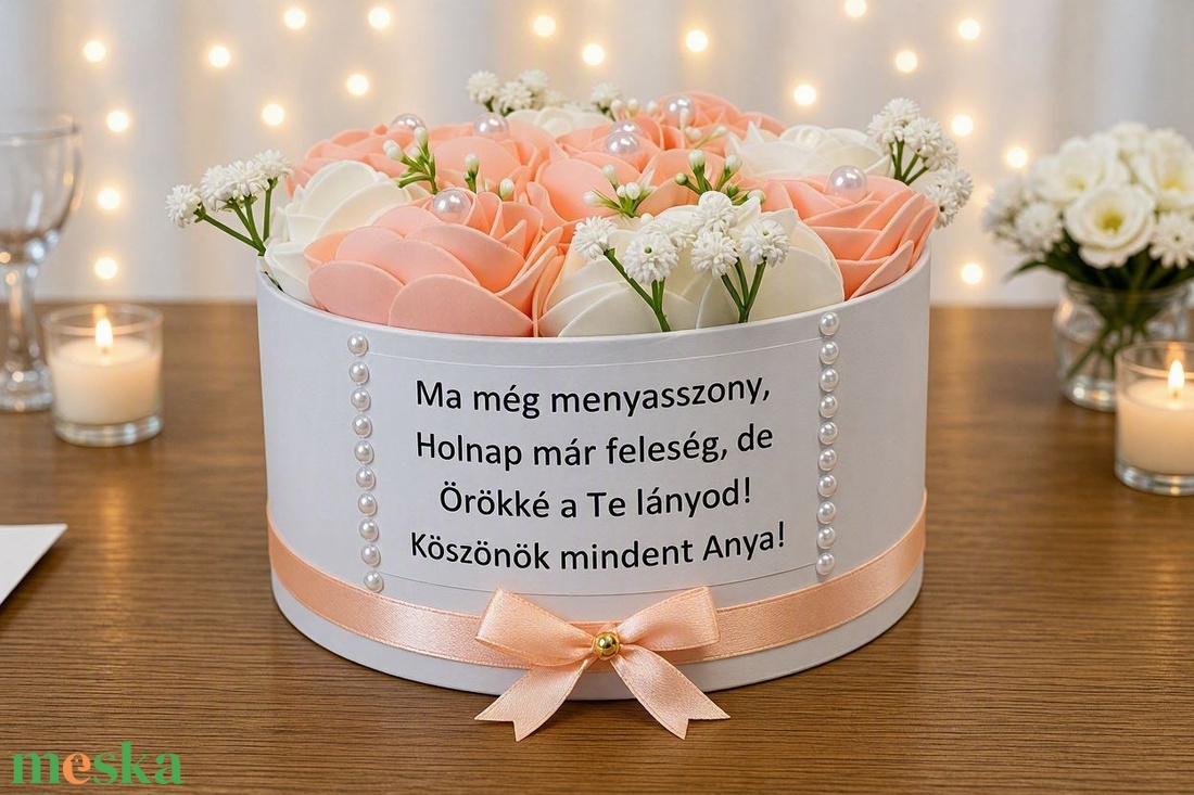 Szülőköszöntő virágbox esküvőre - esküvő - emlék & ajándék - szülőköszöntő ajándék - Meska.hu