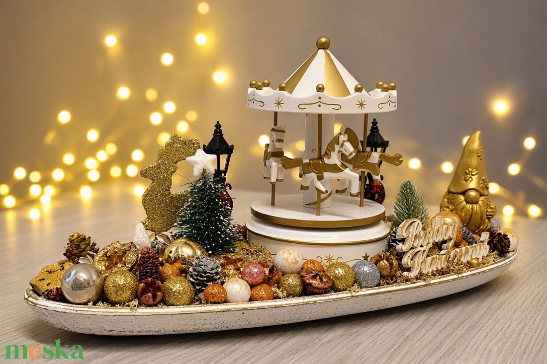 Karácsonyi asztaldísz körhintás - karácsony - adventi díszek - adventi asztaldísz - Meska.hu