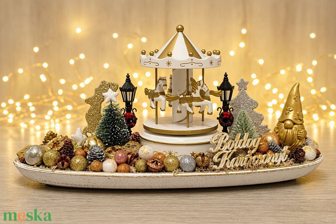 Karácsonyi asztaldísz körhintás - karácsony - adventi díszek - adventi asztaldísz - Meska.hu