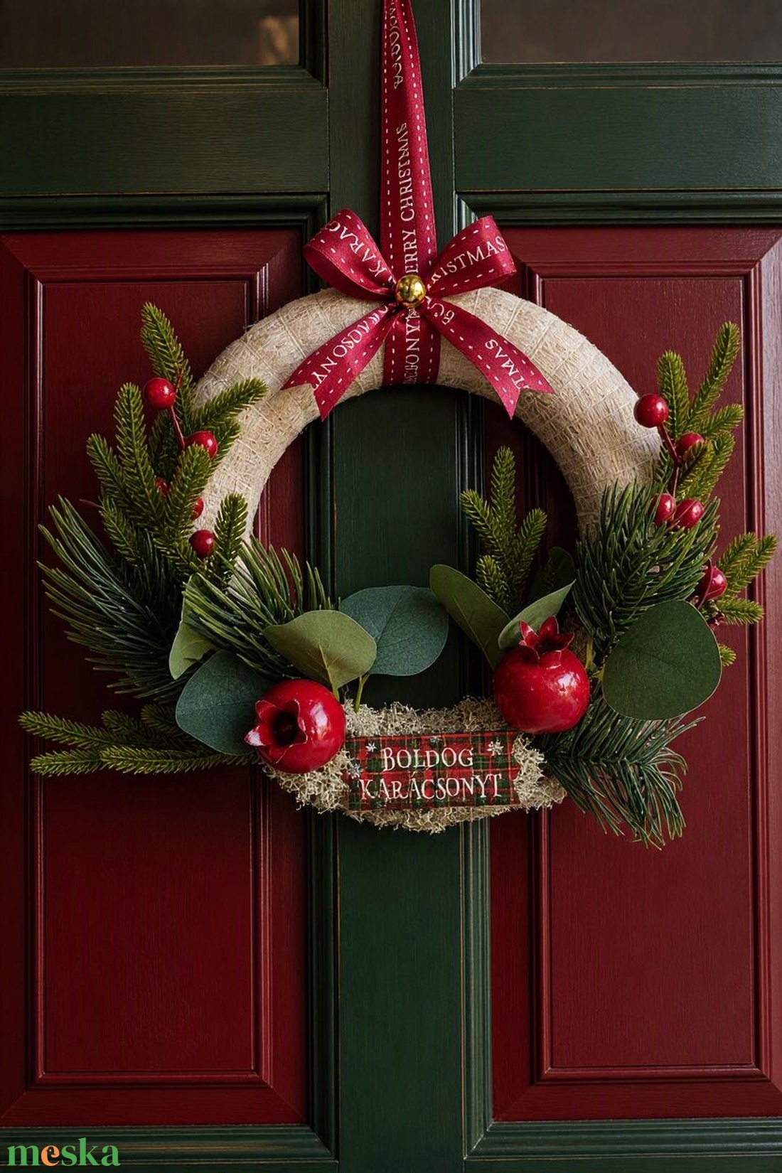 Karácsonyi ajtódísz  - karácsony - adventi díszek - adventi ajtódísz - Meska.hu