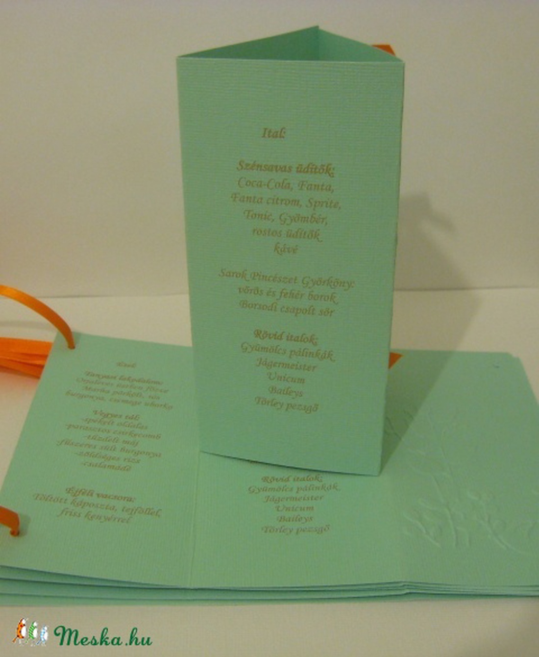 Menükártya -  esküvőre és egyéb rendezvényekre -  - Meska.hu