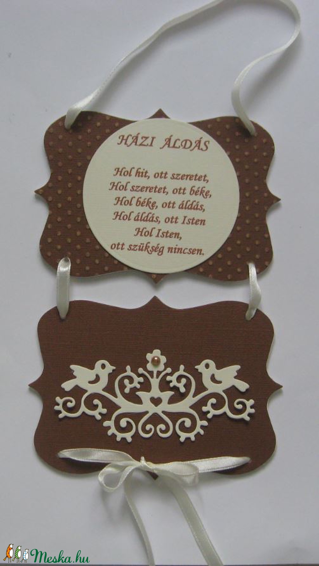Házi áldás - madárpárral - falikép - esküvőre, lakás(ház)-avatóra -  - Meska.hu