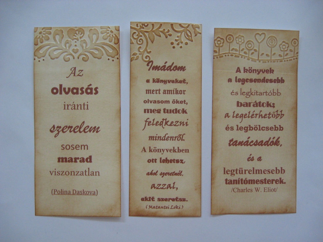Osztálytalálkozóra, iskolásoknak, könyvimádóknak - könyvjelző dombormintával, idézettel, névfelirattal -  - Meska.hu