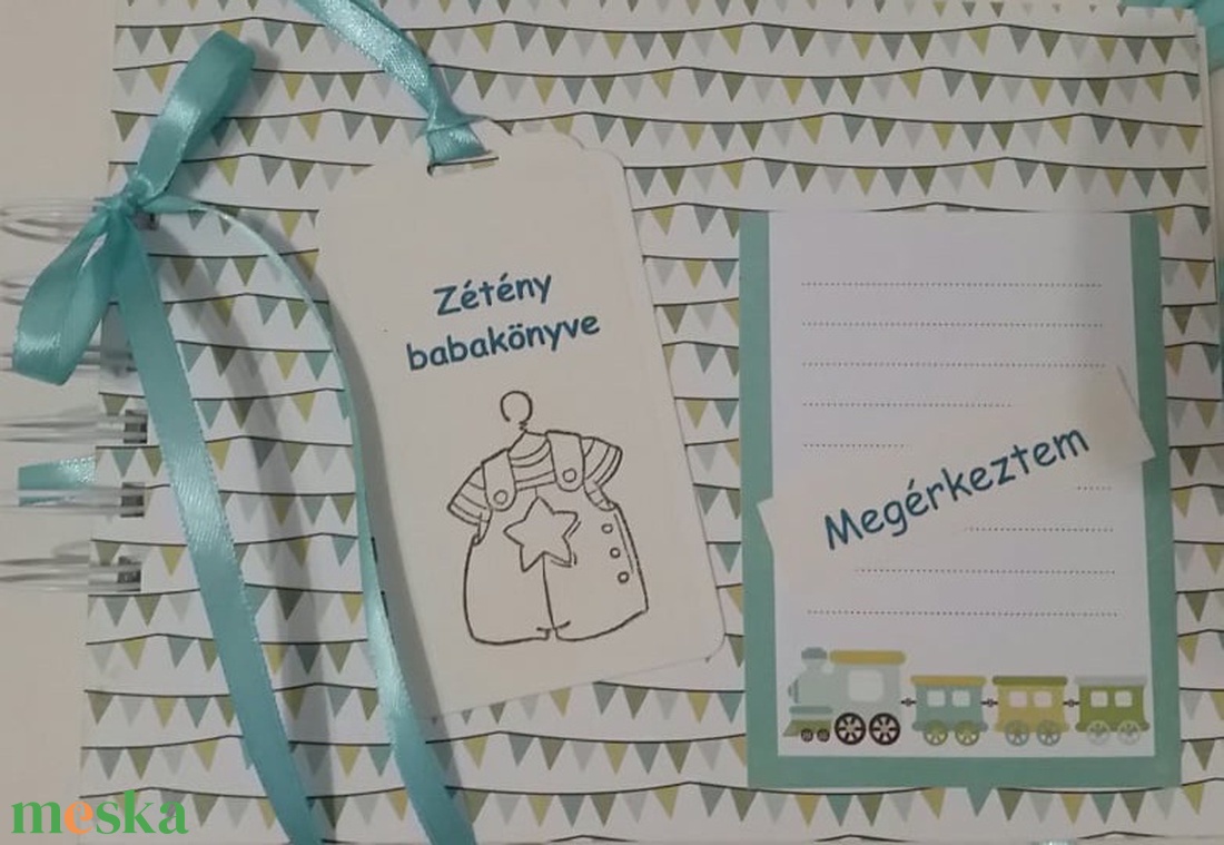 Babaalbum- kisfiú születik - keresztelőajándék -  keresztszülőknek - keresztszülőktől, 9 hónap eseményei - örök emlék  - otthon & életmód - papír, írószer - album & fotóalbum - Meska.hu