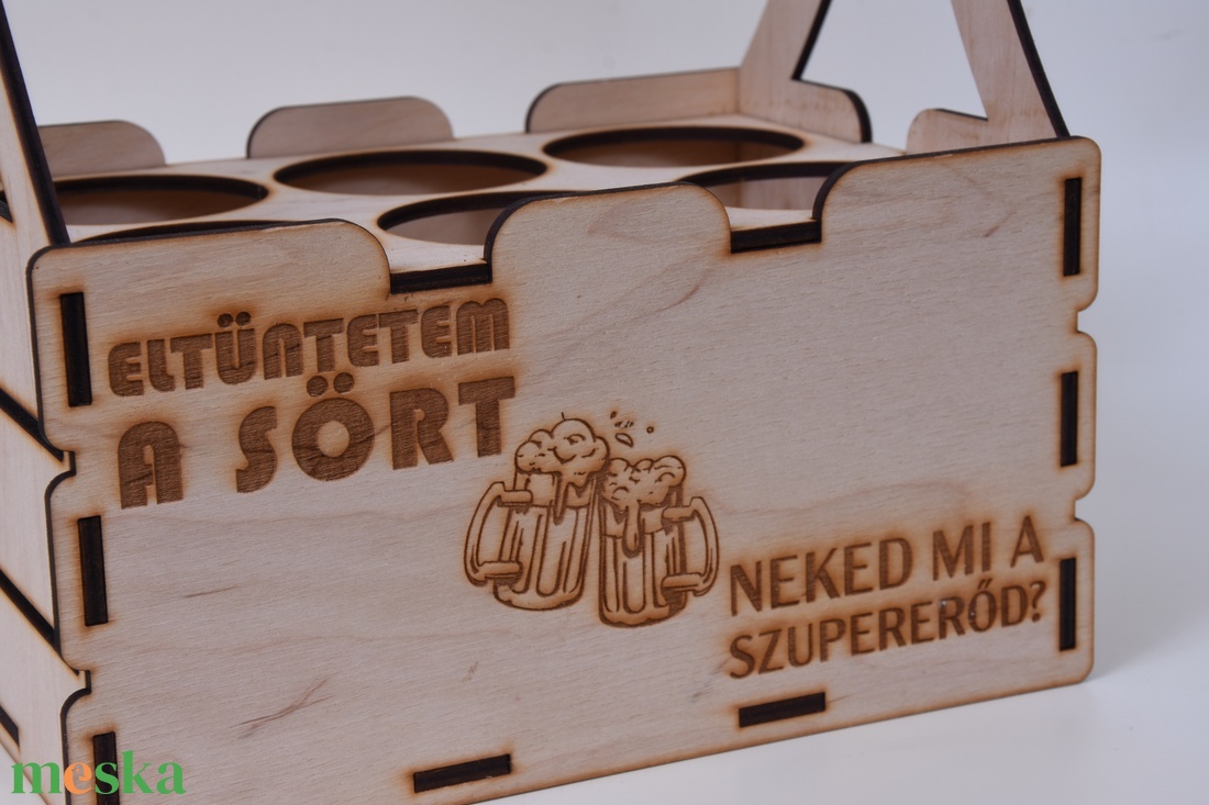 Gravírozott sörtartó doboz/láda � 6 dobozos sörhöz - otthon & életmód - konyhafelszerelés, tálalás - italos kellékek - italtartó - Meska.hu