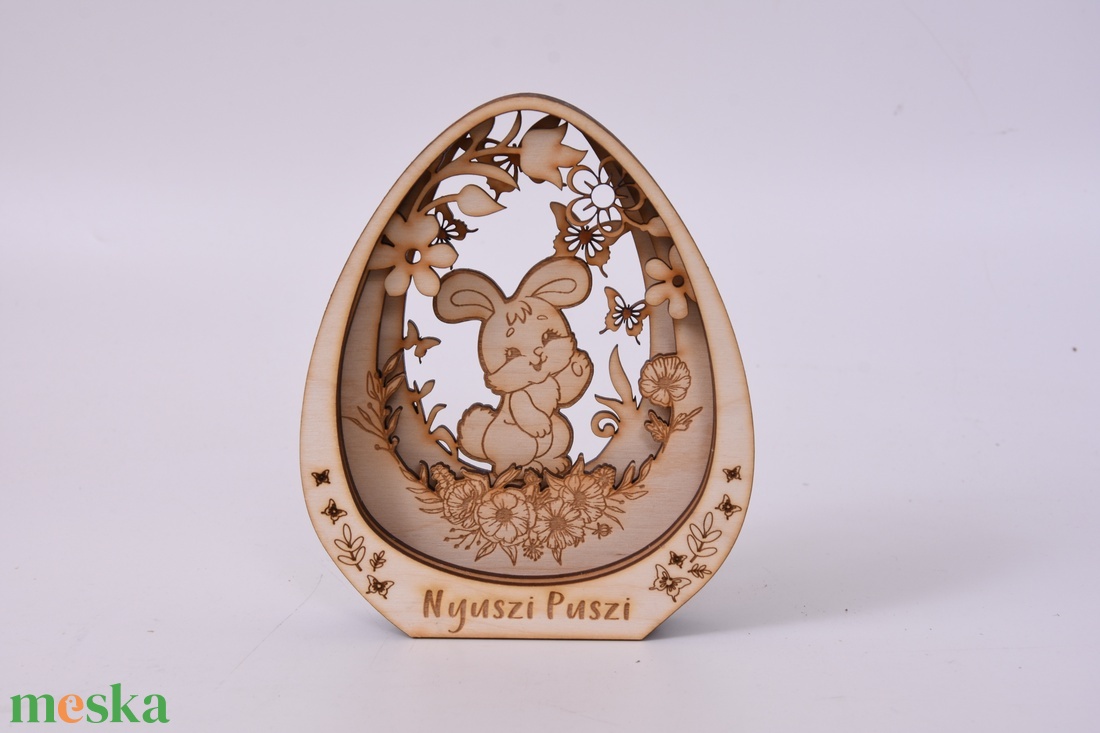 Nyuszis álló tojás dísz - ünnepi díszek, dekorációk - húsvéti díszek és dekorációk - húsvéti asztaldíszek - Meska.hu