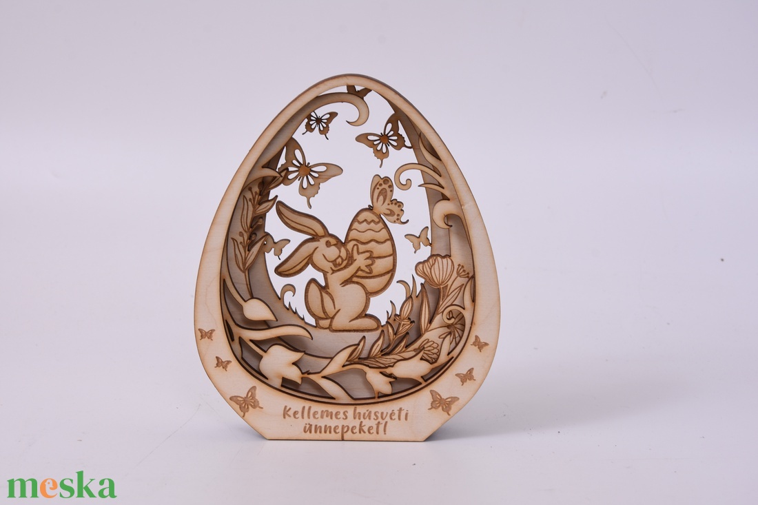 Nyuszis álló tojás dísz - ünnepi díszek, dekorációk - húsvéti díszek és dekorációk - húsvéti asztaldíszek - Meska.hu
