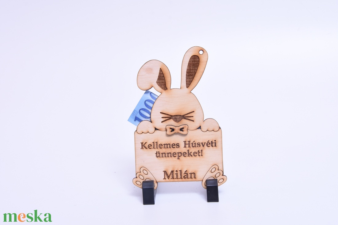 Húsvéti gravírozott pénzátadó nyuszi - ünnepi díszek, dekorációk - húsvéti díszek és dekorációk - húsvéti pénzátadó - Meska.hu