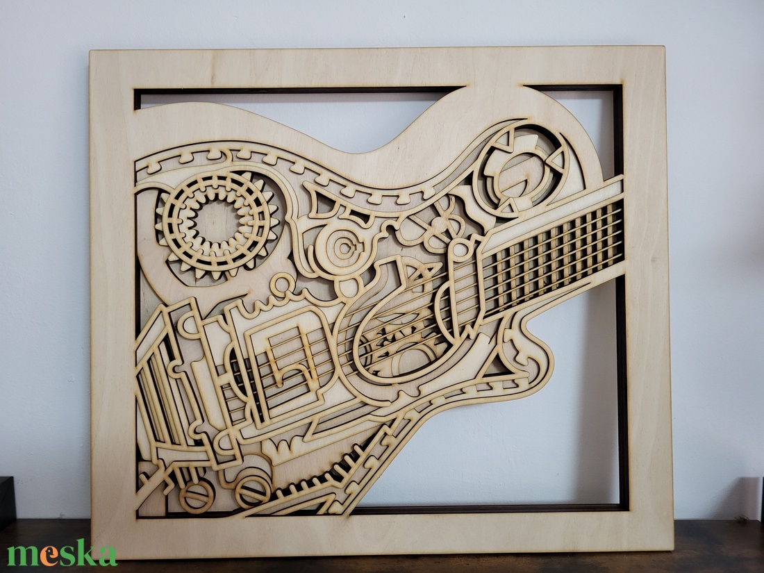 Lézervágott 3D fali gitár - otthon & életmód - dekoráció - kép & falikép - fából készült kép - Meska.hu