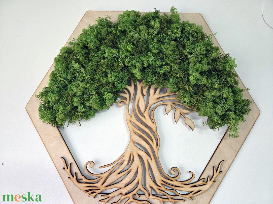 Gravírozott Életfa � Izlandi zuzmóval - otthon & életmód - dekoráció - fali és függő dekoráció - zuzmókép, mohakép - Meska.hu