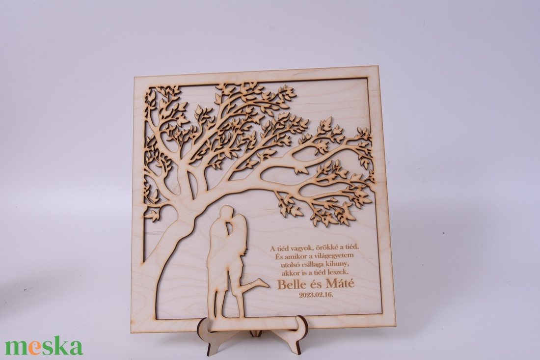 Gravírozott fali kép pároknak - otthon & életmód - dekoráció - kép & falikép - fából készült kép - Meska.hu
