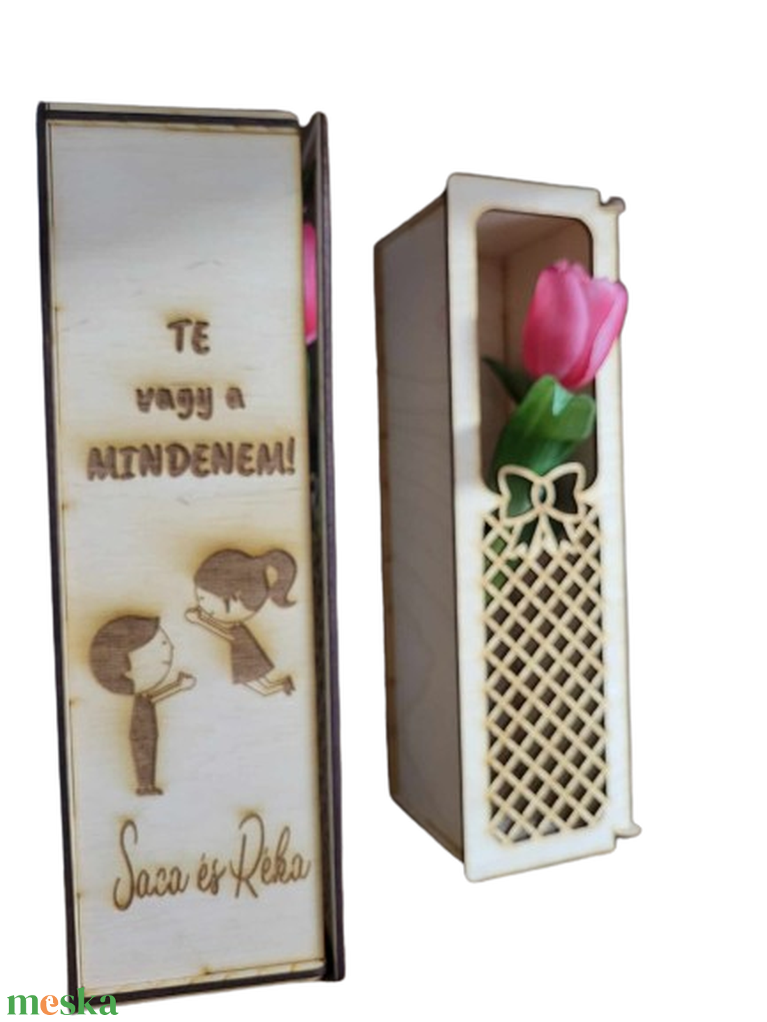 Virág gravírozott dobozban - otthon & életmód - dekoráció - asztal és polc dekoráció - díszdoboz - Meska.hu