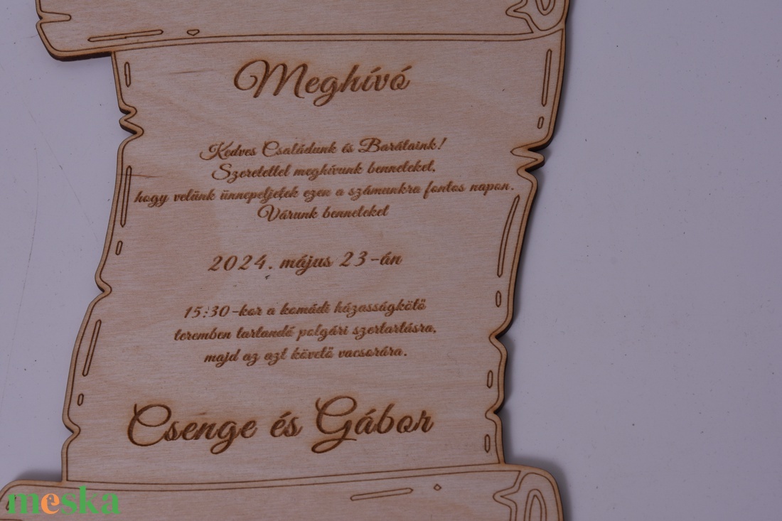 Gravírozott fa meghívó-Esküvői meghívó - esküvő - meghívó & kártya - meghívó - Meska.hu