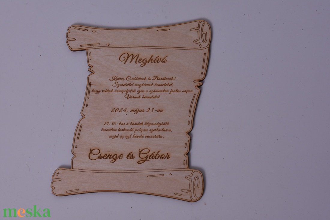 Gravírozott fa meghívó-Esküvői meghívó - esküvő - meghívó & kártya - meghívó - Meska.hu