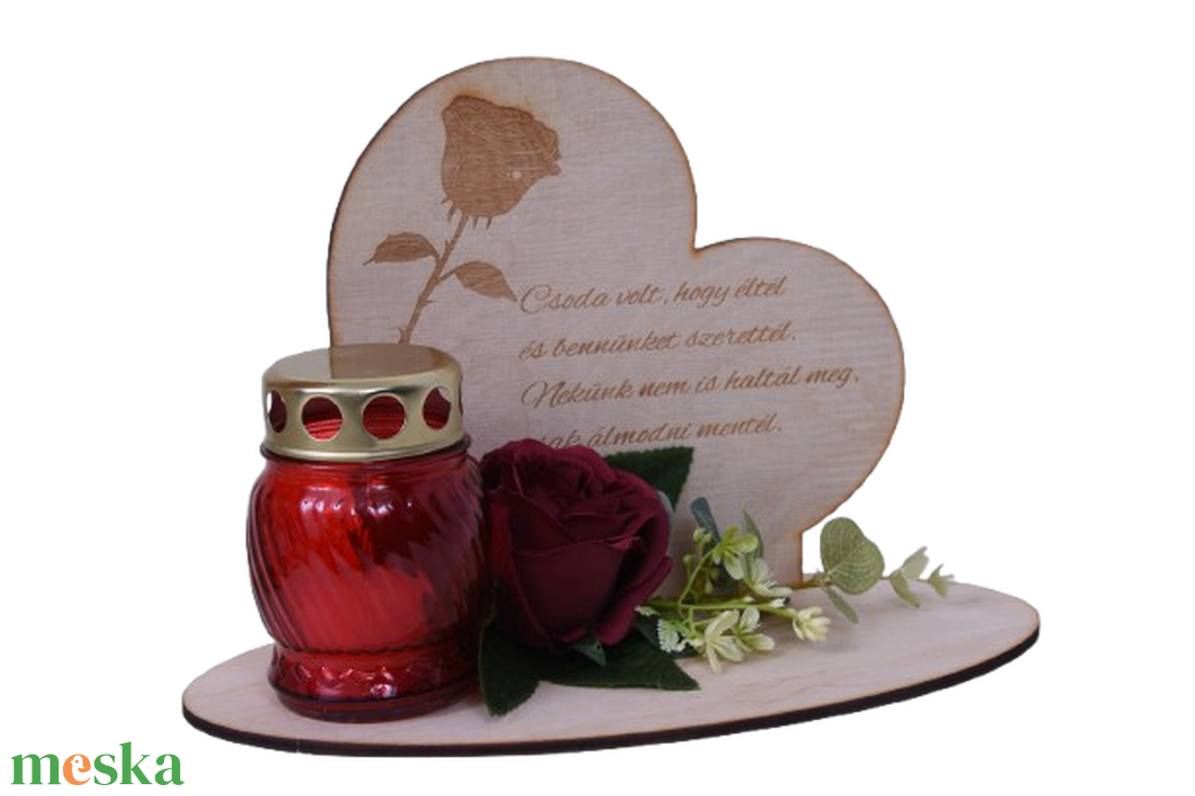 Gravírozott szív sírdísz - otthon & életmód - vallás - temetkezési tárgy - sírdísz, kegyeleti dísz - Meska.hu