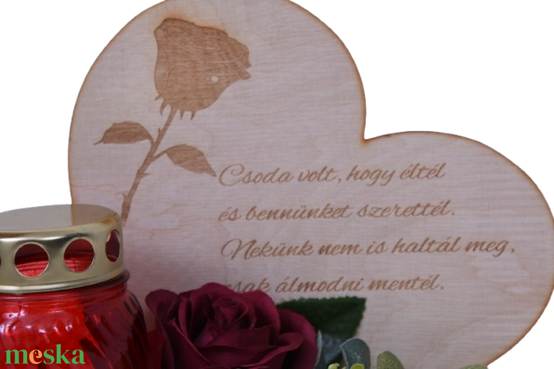 Gravírozott szív sírdísz - otthon & életmód - vallás - temetkezési tárgy - sírdísz, kegyeleti dísz - Meska.hu