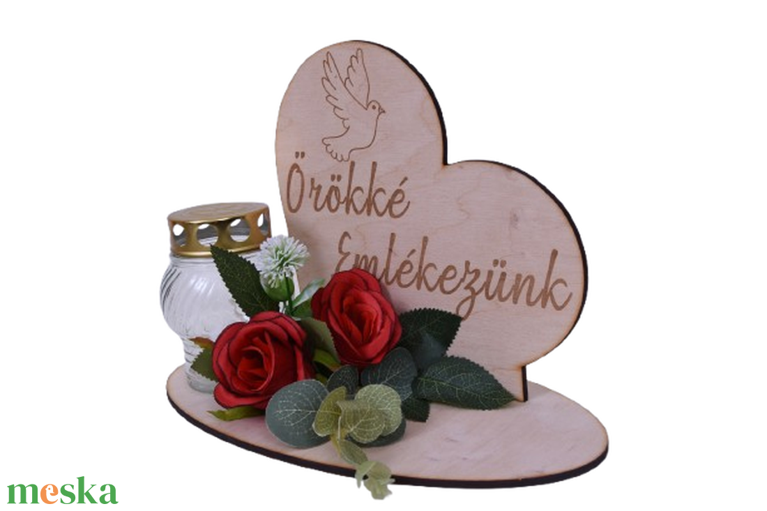 Gravírozott szív sírdísz - otthon & életmód - vallás - temetkezési tárgy - sírdísz, kegyeleti dísz - Meska.hu