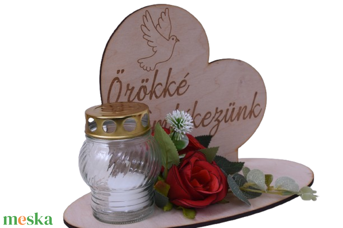 Gravírozott szív sírdísz - otthon & életmód - vallás - temetkezési tárgy - sírdísz, kegyeleti dísz - Meska.hu