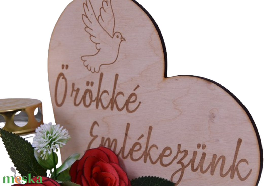 Gravírozott szív sírdísz - otthon & életmód - vallás - temetkezési tárgy - sírdísz, kegyeleti dísz - Meska.hu