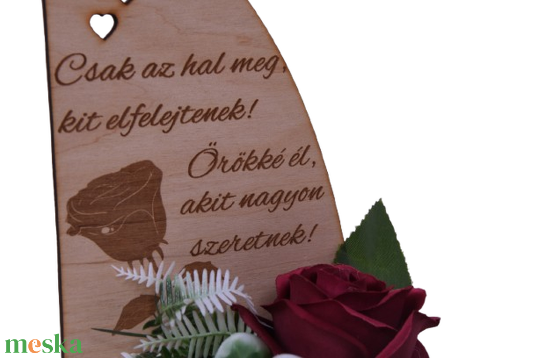 Gravírozott szív sírdísz - otthon & életmód - vallás - temetkezési tárgy - sírdísz, kegyeleti dísz - Meska.hu