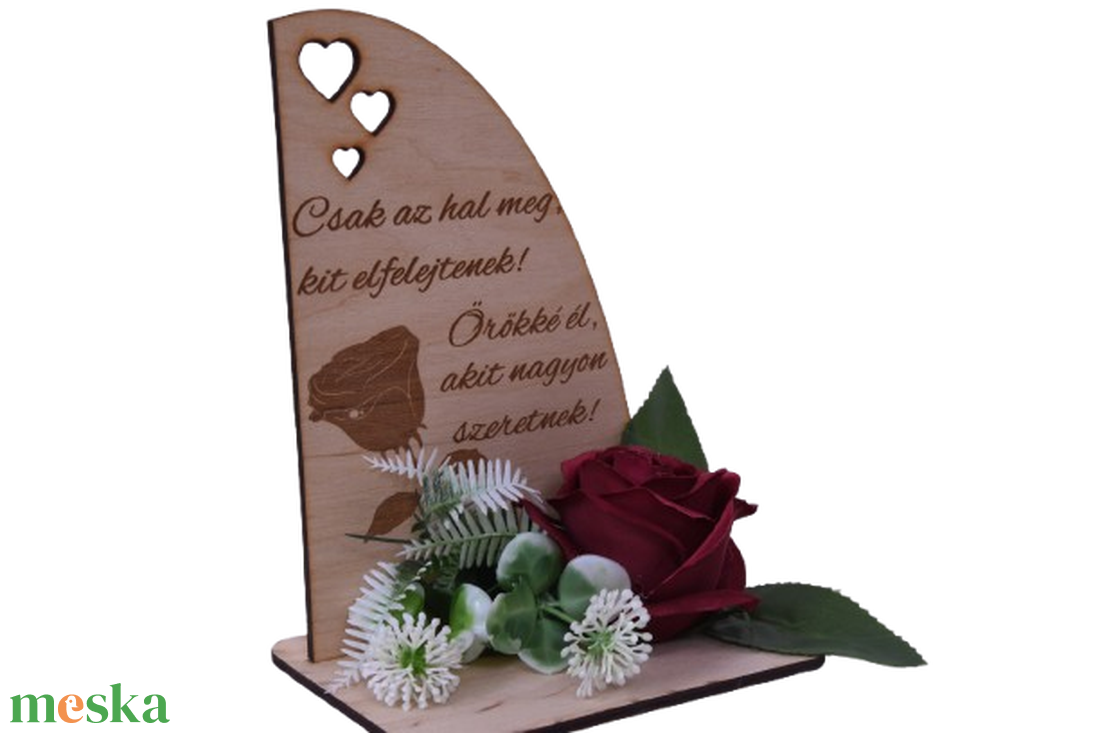 Gravírozott szív sírdísz - otthon & életmód - vallás - temetkezési tárgy - sírdísz, kegyeleti dísz - Meska.hu