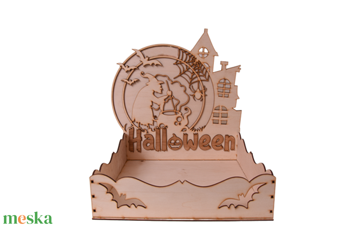 Gravírozott halloween cukorka kínáló - otthon & életmód - dekoráció - halloween - halloweeni dekoráció - Meska.hu