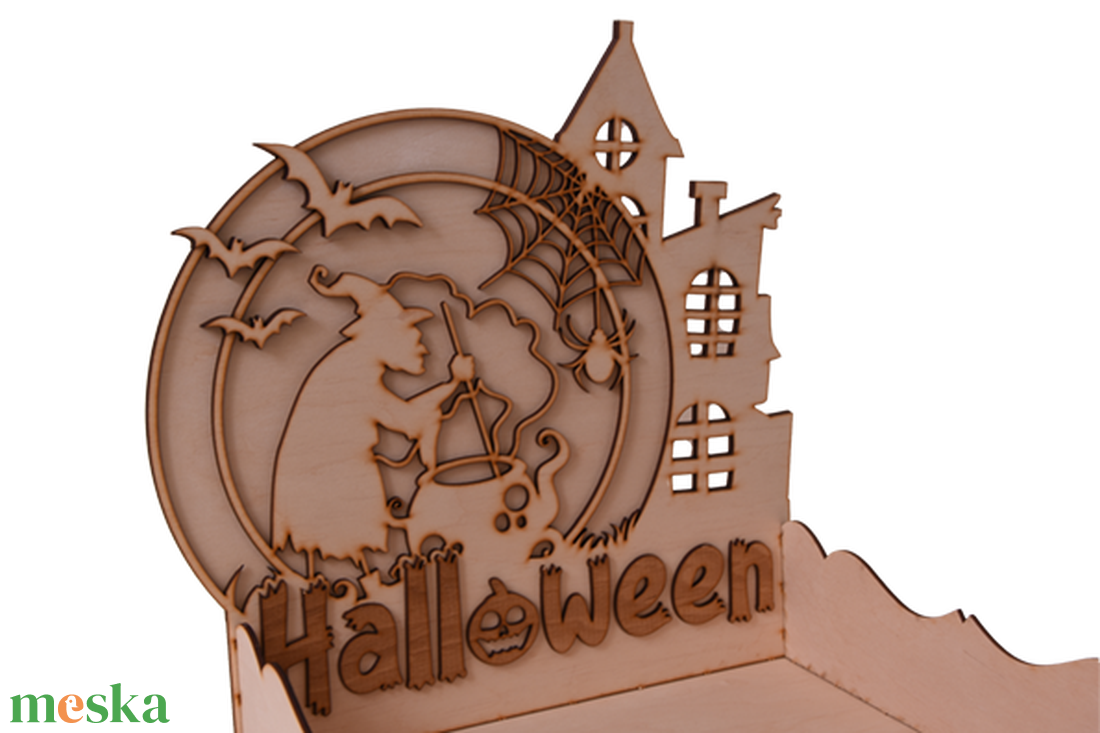 Gravírozott halloween cukorka kínáló - otthon & életmód - dekoráció - halloween - halloweeni dekoráció - Meska.hu