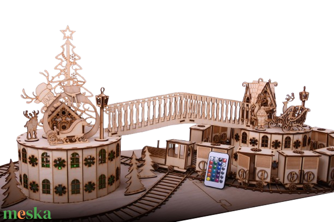Gravírozott adventi kalendárium-vonat - karácsony - adventi díszek - adventi naptár - Meska.hu