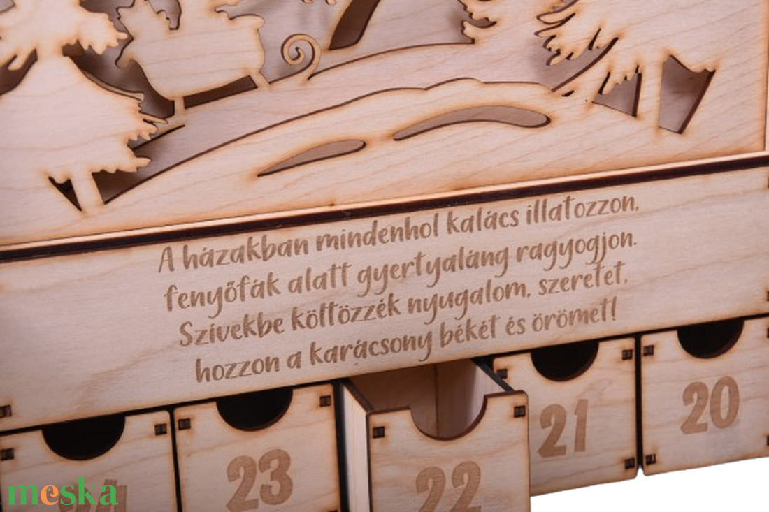 Gravírozott egyedi Adventi kalendárium � mikulás szánja - karácsony - adventi díszek - adventi naptár - Meska.hu