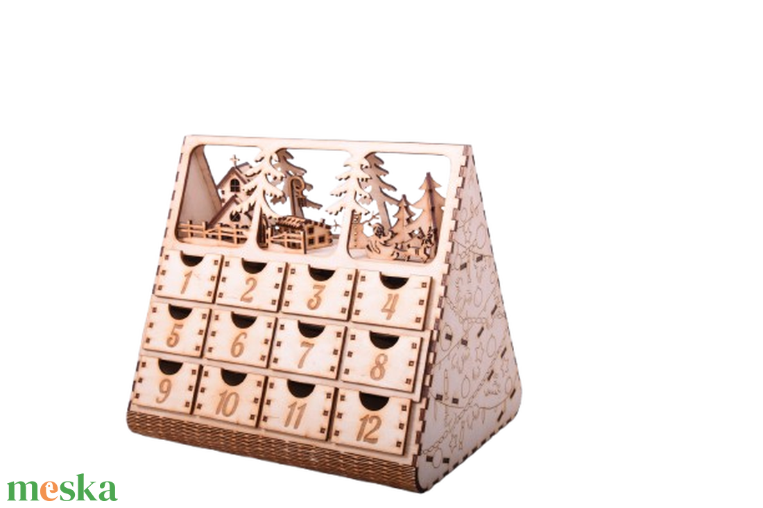 Gravírozott Téli tájképes adventi kalendárium - karácsony - adventi díszek - adventi naptár - Meska.hu