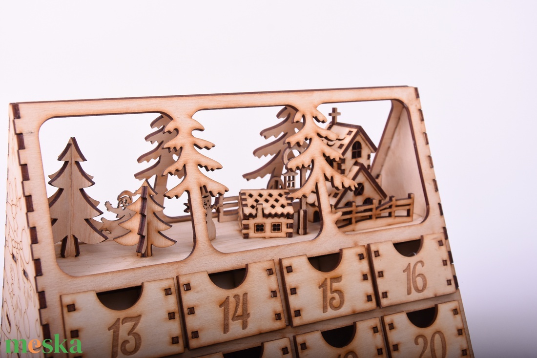 Gravírozott Téli tájképes adventi kalendárium - karácsony - adventi díszek - adventi naptár - Meska.hu