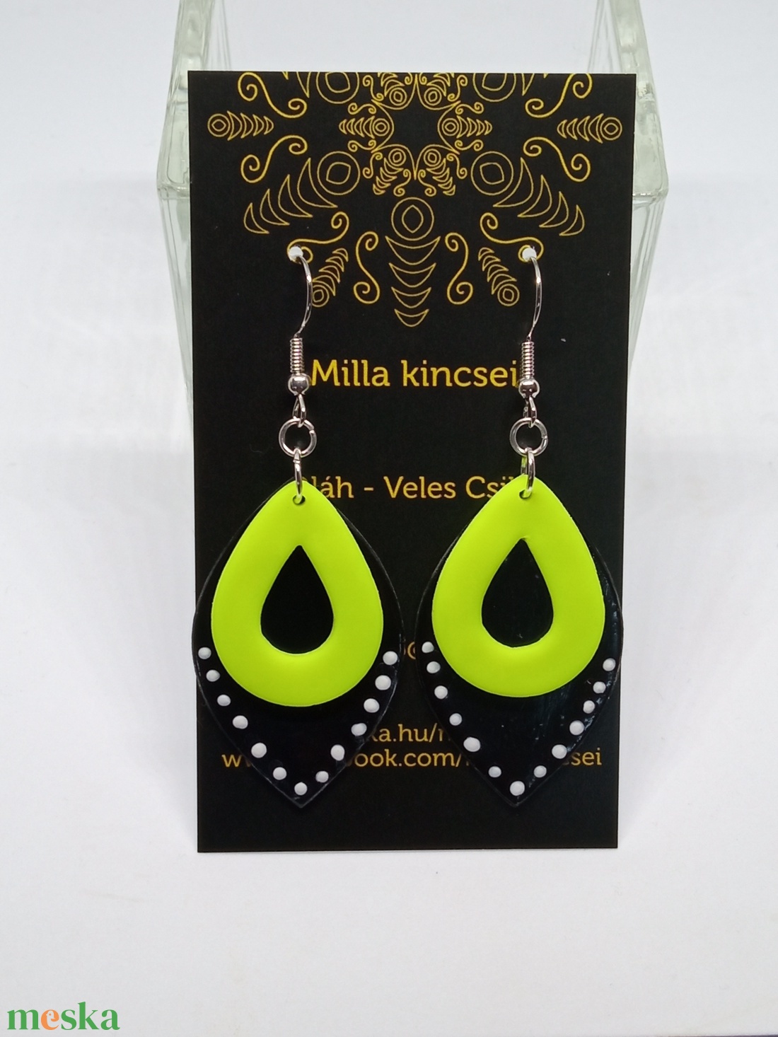 neon citromsárga party fülbevaló - ékszer - fülbevaló - lógó fülbevaló - Meska.hu