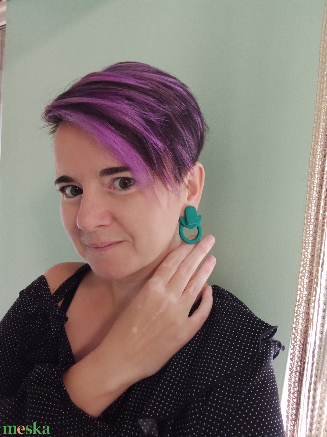 Piros három részes nagyobb bedugós fülbevaló - ékszer - fülbevaló - klipsz - Meska.hu