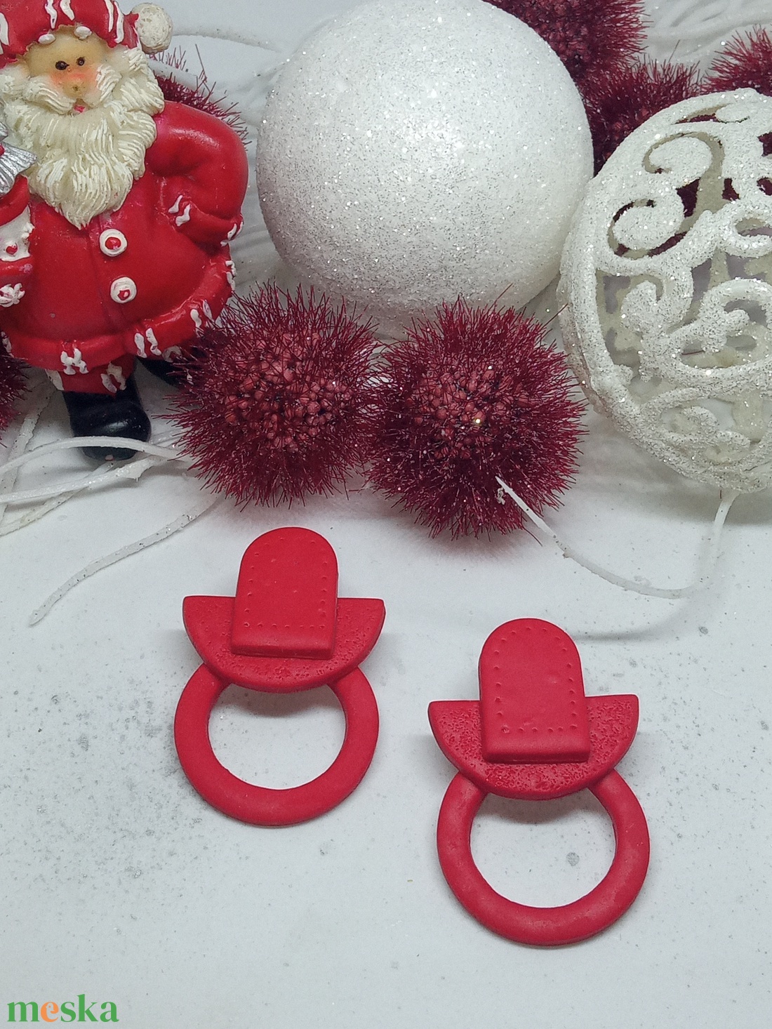 Piros három részes nagyobb bedugós fülbevaló - ékszer - fülbevaló - klipsz - Meska.hu