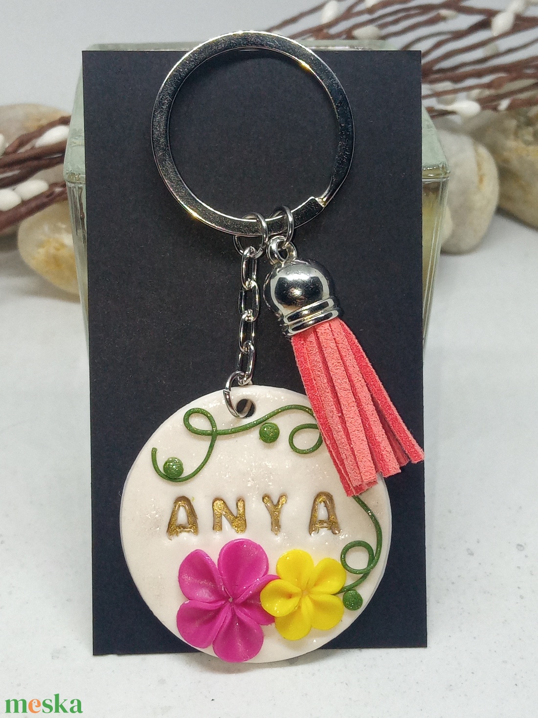 Anyák napi kulcstartó süthető gyurmából  - táska & tok - kulcstartó & táskadísz - kulcstartó - Meska.hu