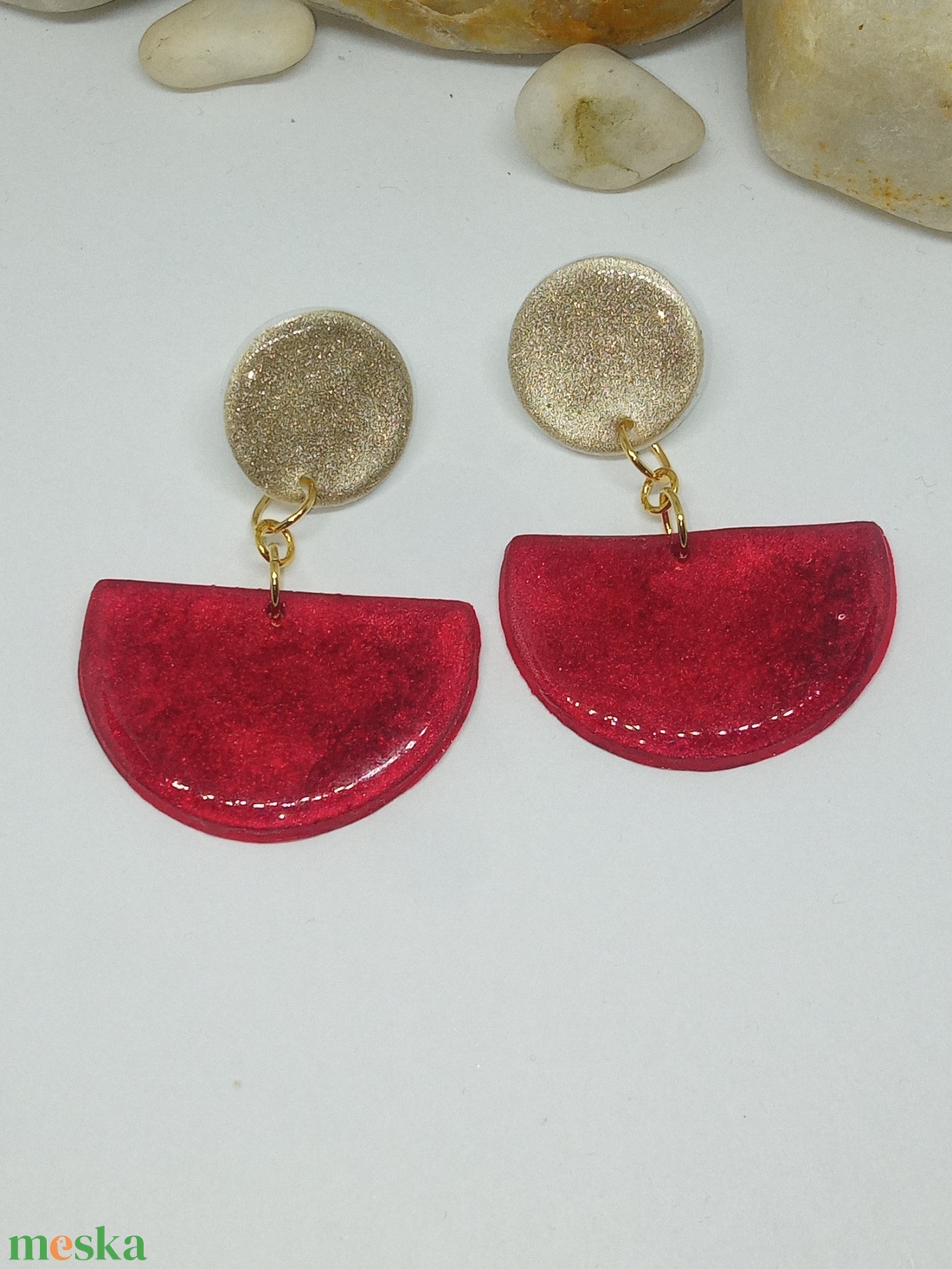 Rubin Holdfény - ékszer - fülbevaló - lógó fülbevaló - Meska.hu