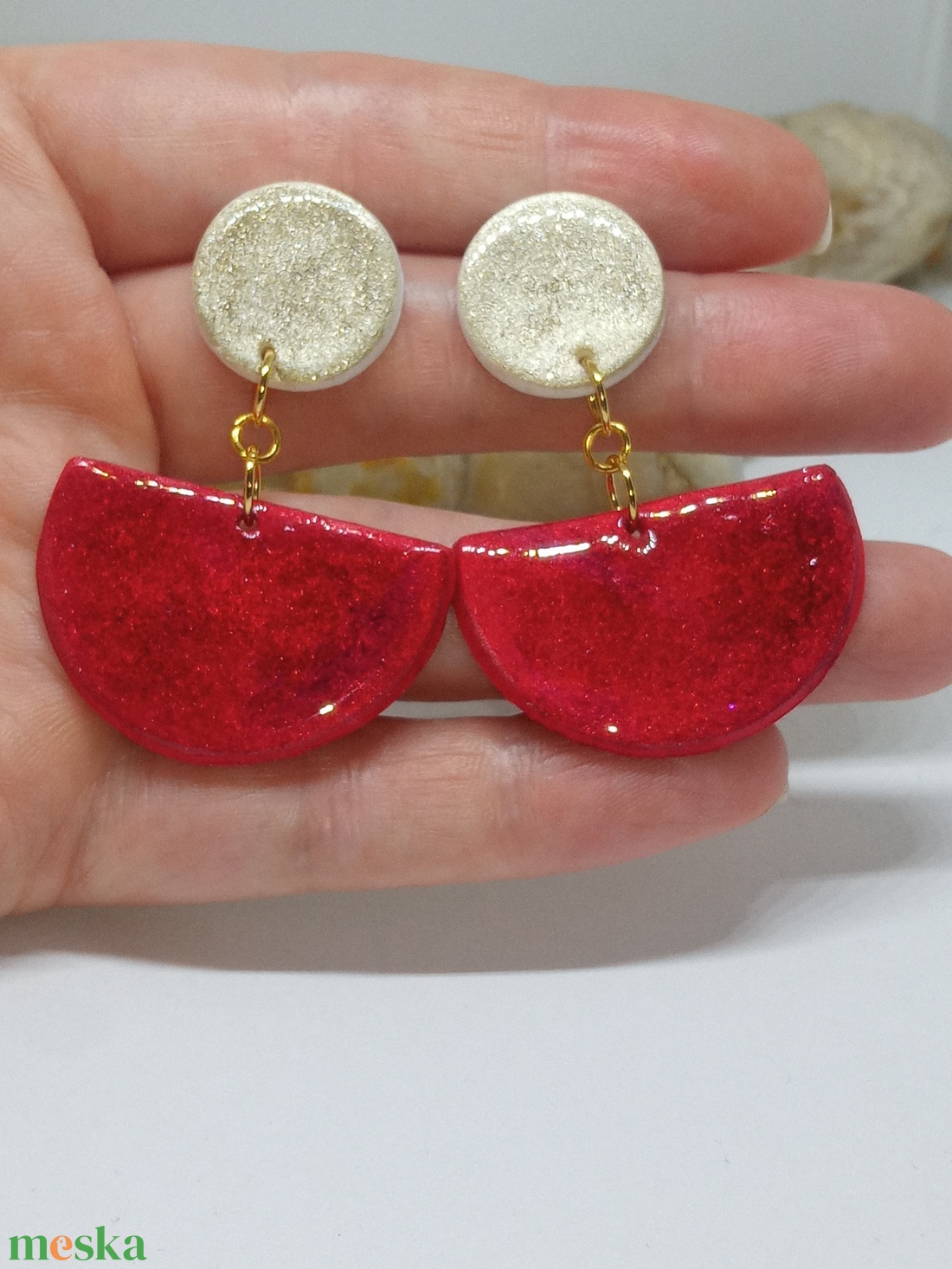 Rubin Holdfény - ékszer - fülbevaló - lógó fülbevaló - Meska.hu