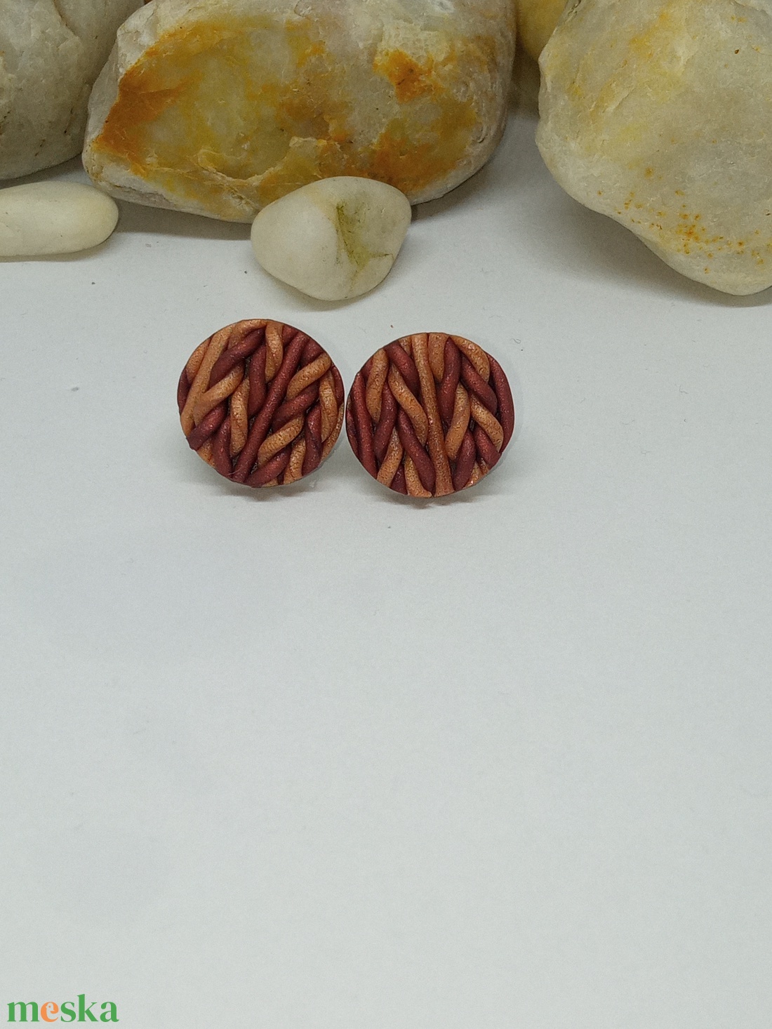 Kötött mintás bedugós fülbevaló  - ékszer - fülbevaló - klipsz - Meska.hu