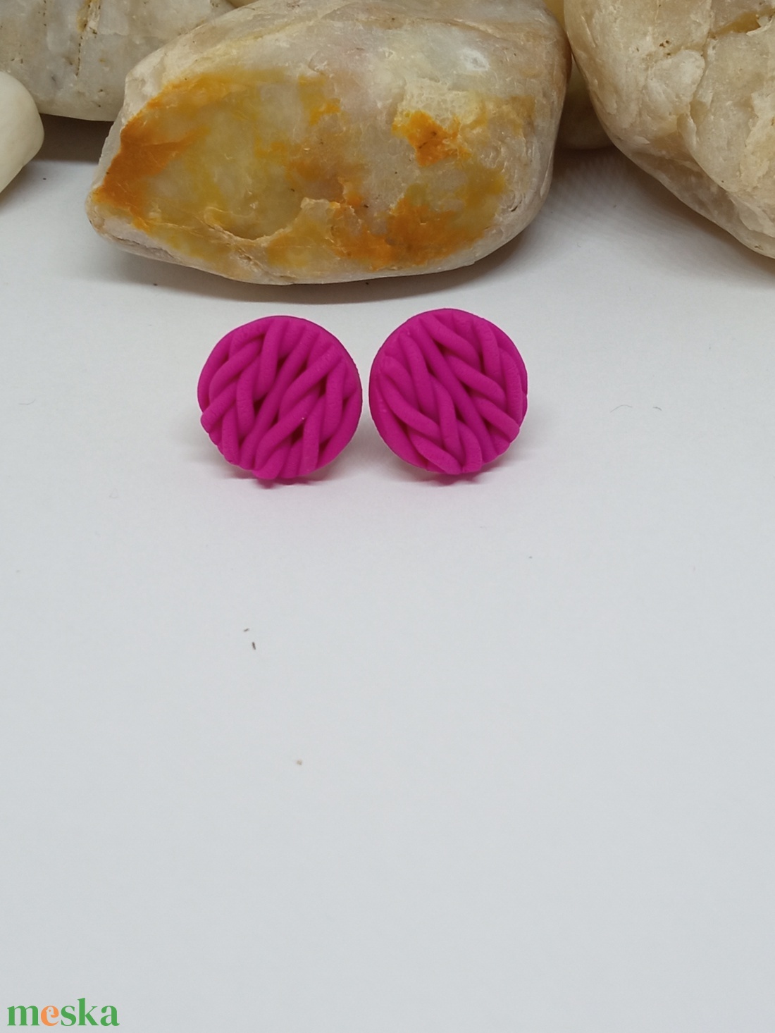 Kötött mintás bedugós fülbevaló  - ékszer - fülbevaló - klipsz - Meska.hu