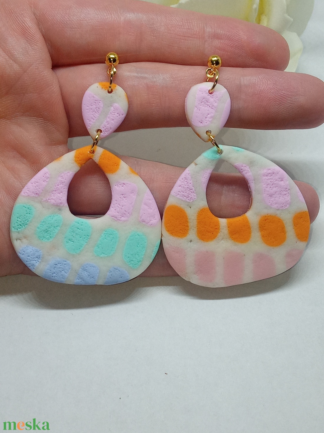 Óriás színes csepp - ékszer - fülbevaló - lógó fülbevaló - Meska.hu