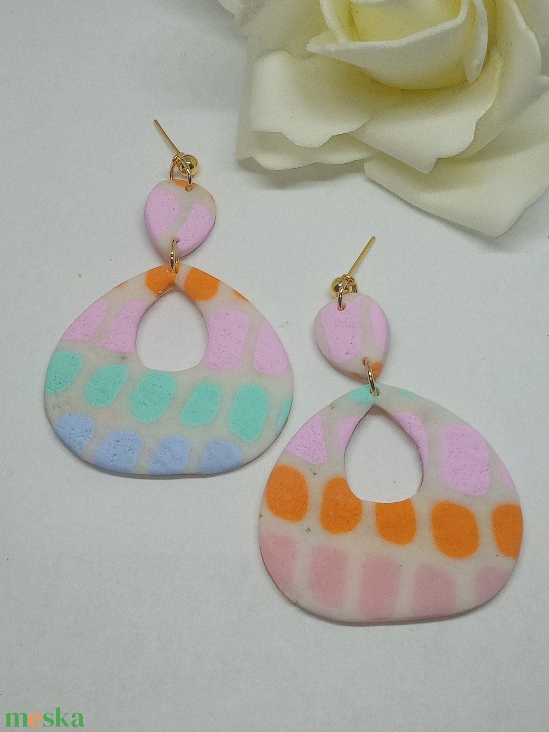 Óriás színes csepp - ékszer - fülbevaló - lógó fülbevaló - Meska.hu