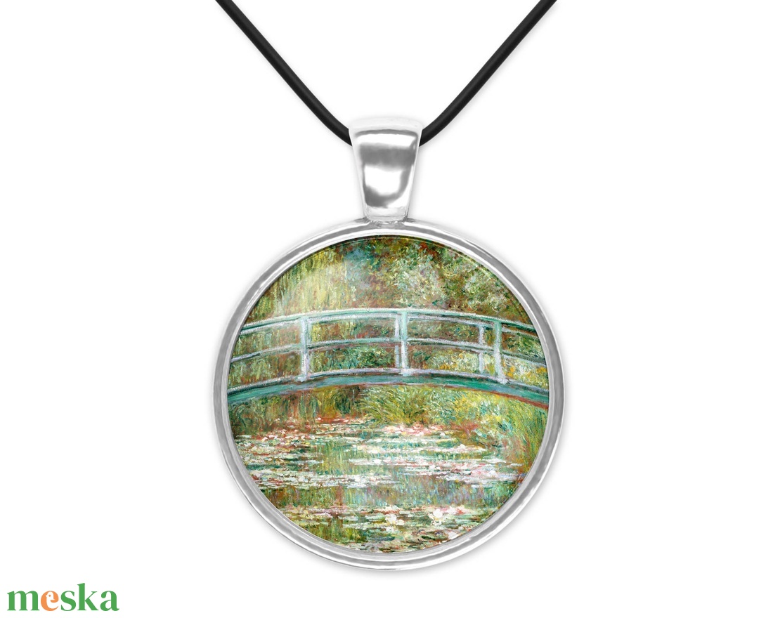 Zöld üveglencsés medál Monet-képpel - ékszer - nyaklánc - medál - Meska.hu Zöld üveglencsés medál Monet-képpel - ékszer - nyaklánc - medál - Meska.hu