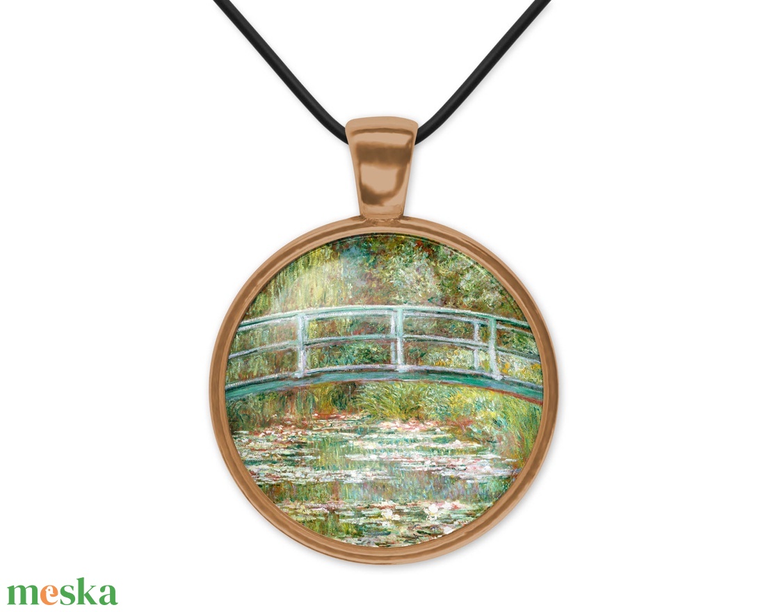 Zöld üveglencsés medál Monet-képpel - ékszer - nyaklánc - medál - Meska.hu Zöld üveglencsés medál Monet-képpel - ékszer - nyaklánc - medál - Meska.hu