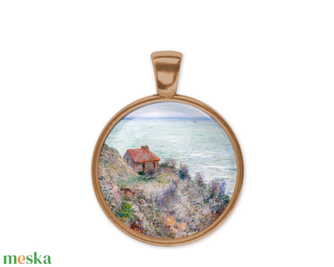 Üveglencsés medál Monet-tájképpel - ékszer - nyaklánc - medál - Meska.hu