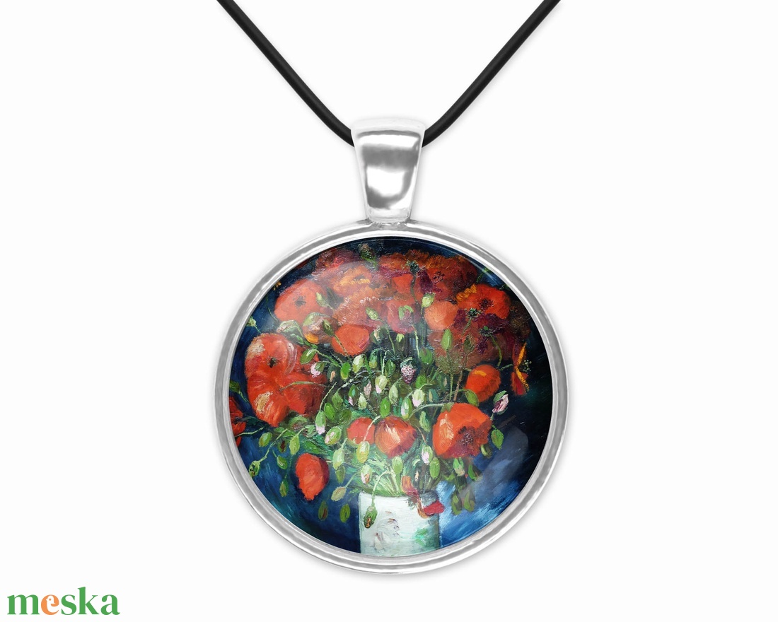 Üveglencsés medál Van Gogh pipacsos csendéletével - ékszer - nyaklánc - medálos nyaklánc - Meska.hu Üveglencsés medál Van Gogh pipacsos csendéletével - ékszer - nyaklánc - medálos nyaklánc - Meska.hu