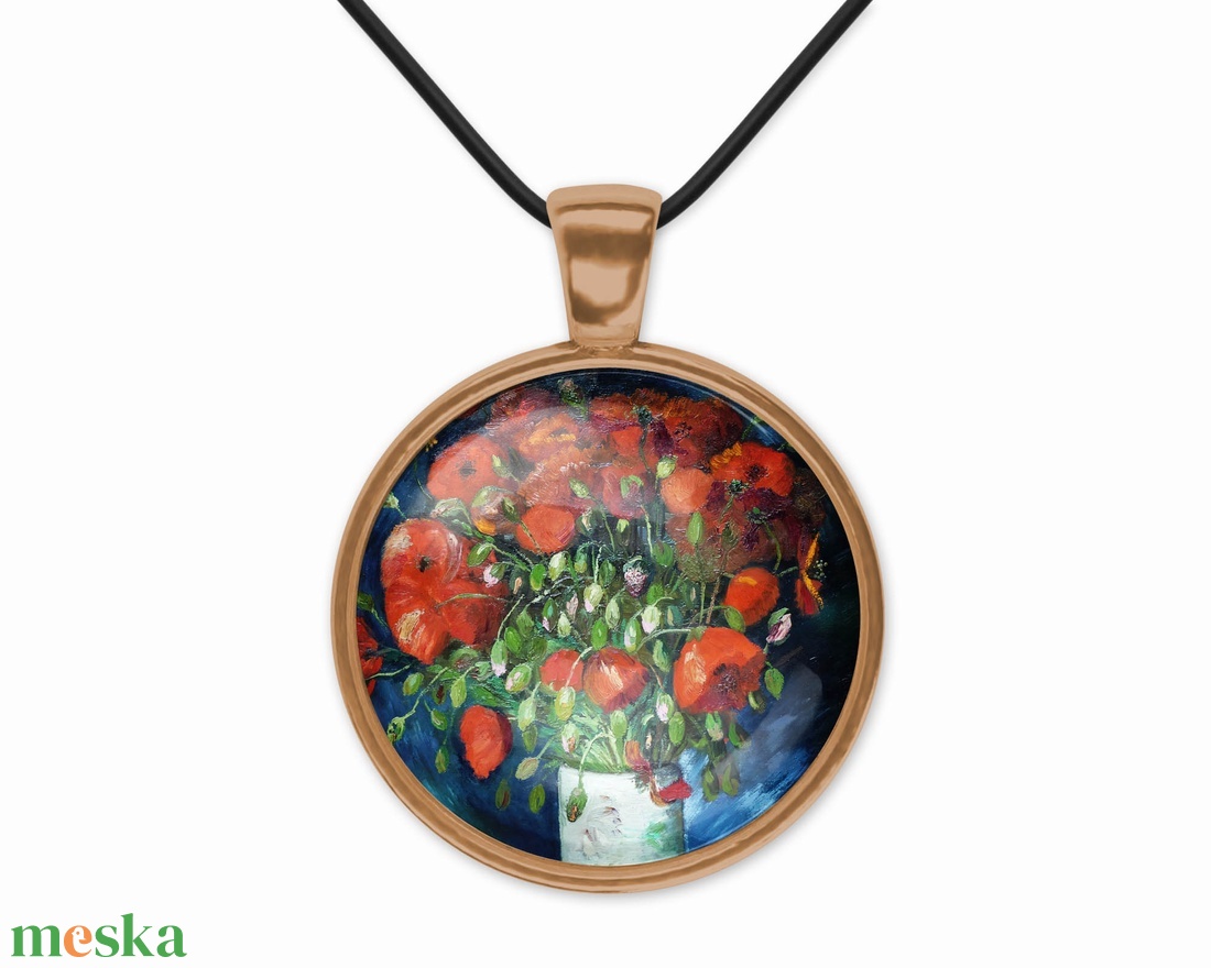 Üveglencsés medál Van Gogh pipacsos csendéletével - ékszer - nyaklánc - medálos nyaklánc - Meska.hu Üveglencsés medál Van Gogh pipacsos csendéletével - ékszer - nyaklánc - medálos nyaklánc - Meska.hu