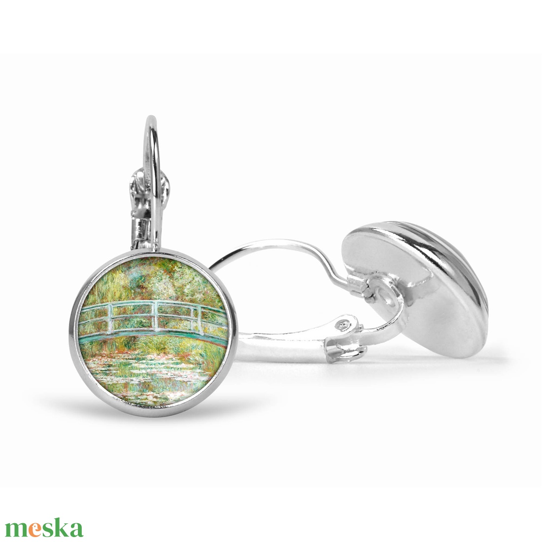 Zöld üveglencsés fülbevaló Monet-képpel (nemesacél alappal is) - ékszer - fülbevaló - lógós kerek fülbevaló - Meska.hu Zöld üveglencsés fülbevaló Monet-képpel (nemesacél alappal is) - ékszer - fülbevaló - lógós kerek fülbevaló - Meska.hu