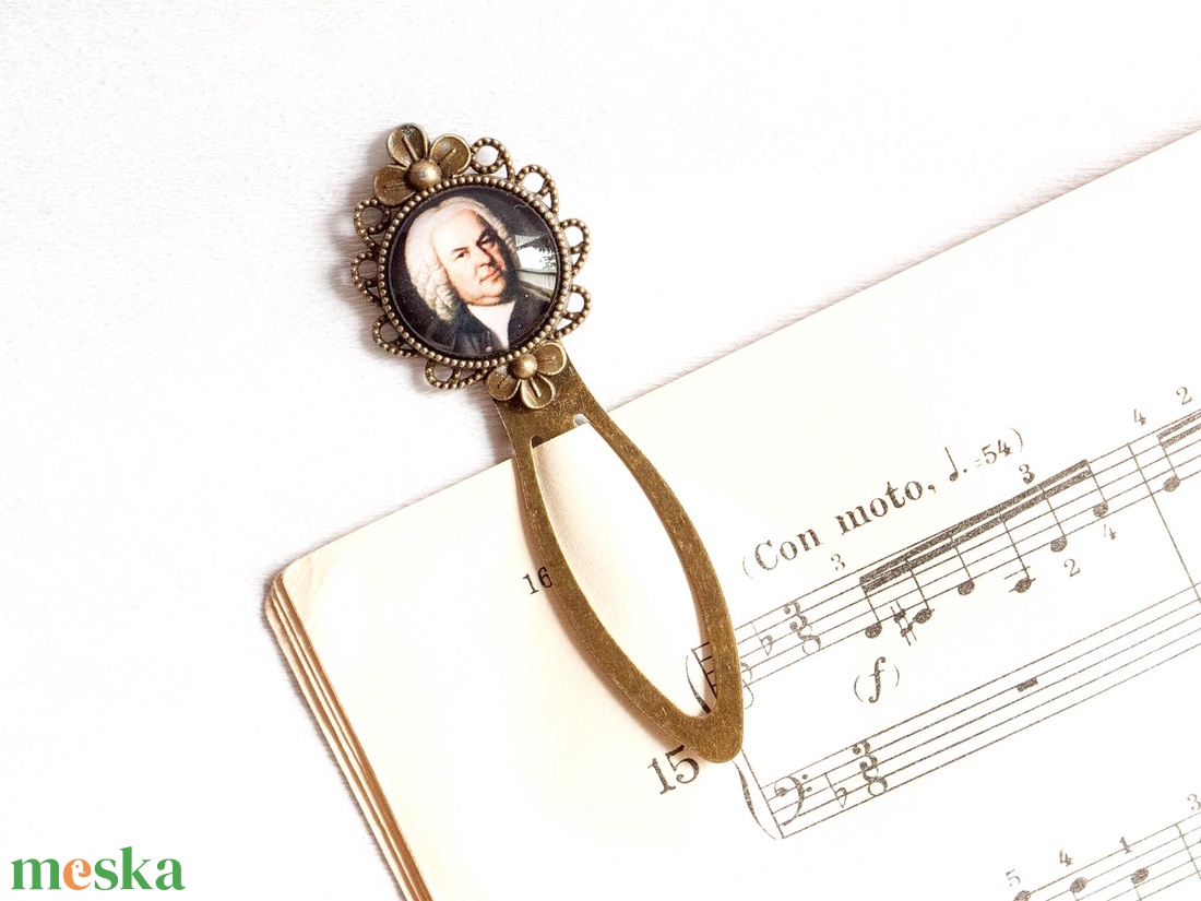 J. S. Bach üveglencsés könyvjelző / kottacsipesz - könyv & zene - könyvjelző - Meska.hu